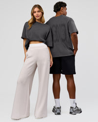 Duo wearing Memory in Motion Heavyweight Oversized Tee - Dark Storm Washed | Model:Both | Size:Duo