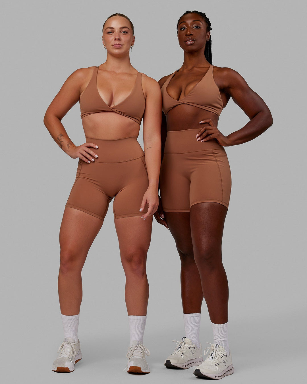 Woman wearing Nimble Sports Bra - Brick