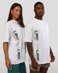 Duo wearing Nothing Is Impossible FLXCotton Oversized Tee - White-Vital Green | Model:Both | Size:Duo