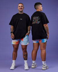 Duo wearing Our Journey Heavyweight Oversized Tee - Black-Rainbow | Model:Both | Size:Duo