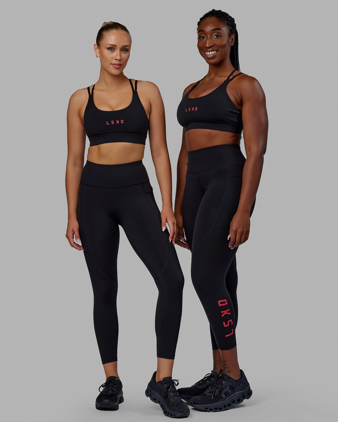 Woman wearing Rep 7/8 Length Tights - Black-Raspberry