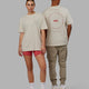 Duo wearing Unisex Rotate Tee Oversize - Bone-Mineral Red