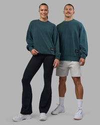 Duo wearing Segmented Oversized Sweater - Abyssal | Model:Both | Size:Duo