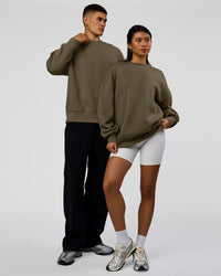 Duo wearing Shadow Mode Oversized Sweater - Walnut Grey | Model:Both | Size:Duo