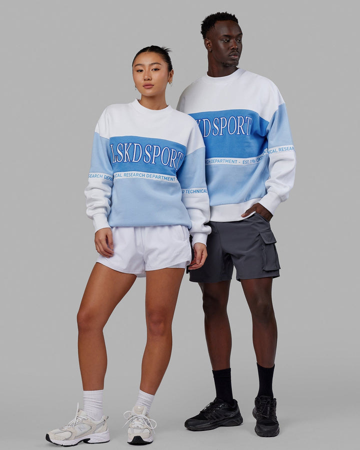Duo wearing Unisex Sportif Sweater Oversize - Windsurfer-Azure Blue