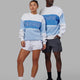 Duo wearing Unisex Sportif Sweater Oversize - Windsurfer-Azure Blue