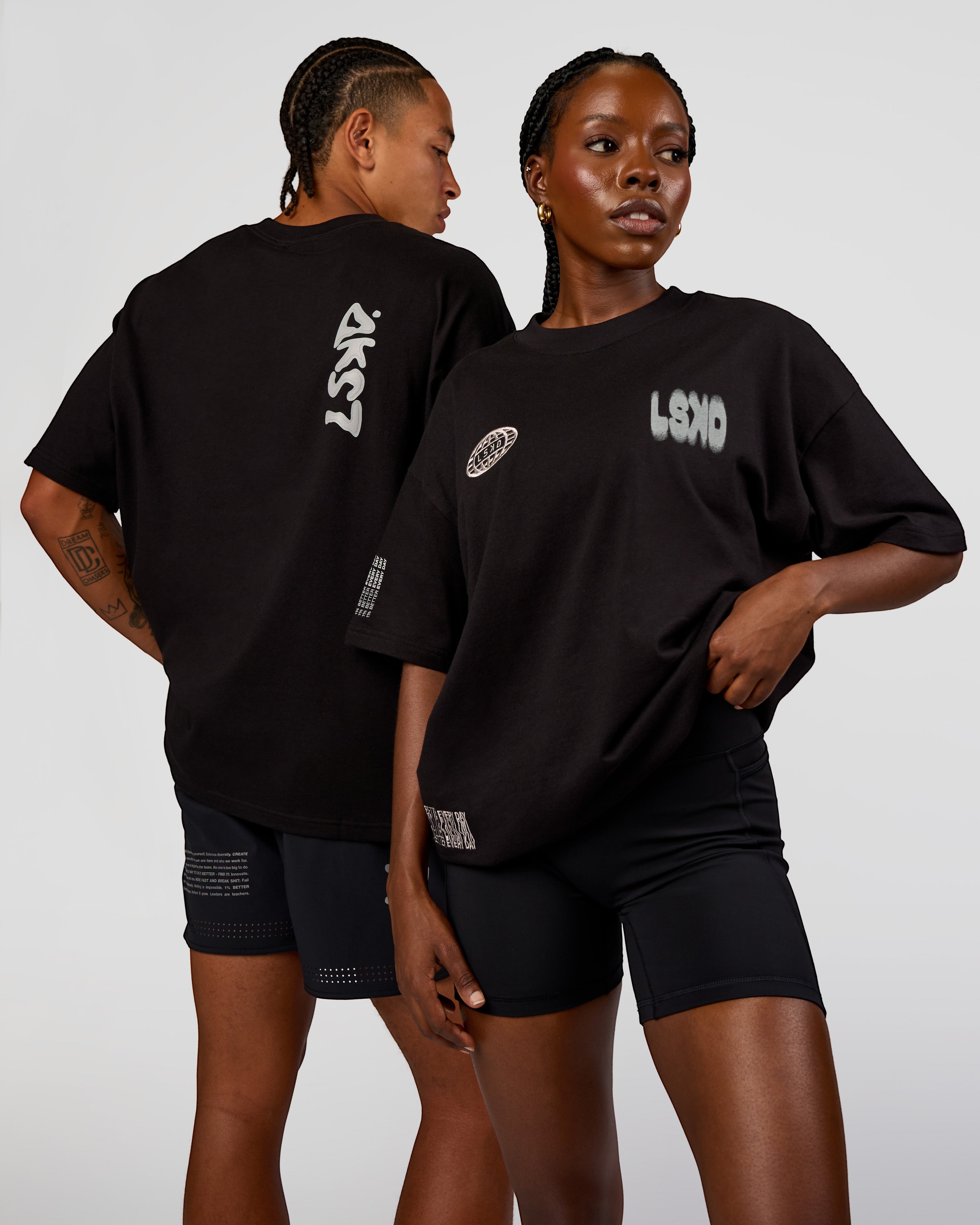 Static Grit Heavyweight Oversized Tee - Black-Alloy | LSKD