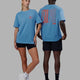 Duo wearing Unisex Stretch It FLXCotton Tee Oversize - Azure Blue