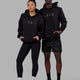 Duo wearing Unisex Structure Hoodie - Black-Black