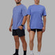 Duo wearing Unisex 1% Better FLXCotton Tee Oversize - Cornflower Blue