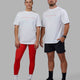 Duo wearing Unisex 1% Better FLXCotton Tee Oversize - White-Coral