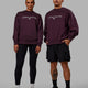 Duo wearing Unisex 1% Better Sweater Oversize - Midnight Plum