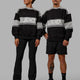 Duo wearing Unisex A-Team Sweater Oversize - Black-Light Grey Marl
