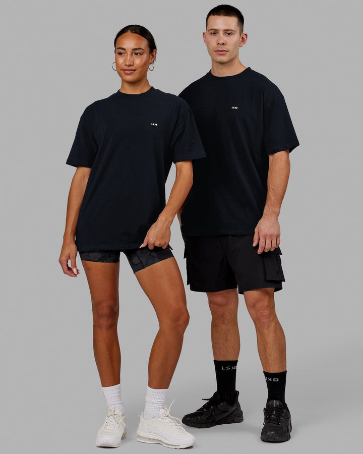 Duo wearing Unisex Capsule FLXCotton Tee Oversize - Navy