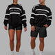Duo wearing Unisex Collateral Sweater Oversize - Black-White