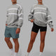 Duo wearing Unisex Collateral Sweater Oversize - Light Grey Marl-White