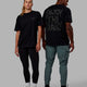 Duo wearing Unisex E.T.J FLXCotton Tee Oversize - Black-Black