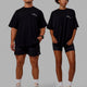 Duo wearing Unisex Fitness Club Heavyweight Tee Oversize - Black-Off White