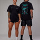 Duo wearing Unisex Global Movement FLXCotton Oversize Tee - Black-Multi