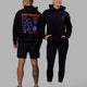 Duo wearing Unisex Good Times Global Heavyweight Hoodie Oversize - Black-Purple