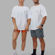 Duo wearing Unisex Good Times Heavyweight Tee Oversize - White-Multi