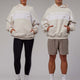 Duo wearing Unisex Intercept Hoodie Oversize - Clay-White