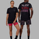 Duo wearing Unisex Lift-Up FLXCotton Tee Oversize - Black-BCAM