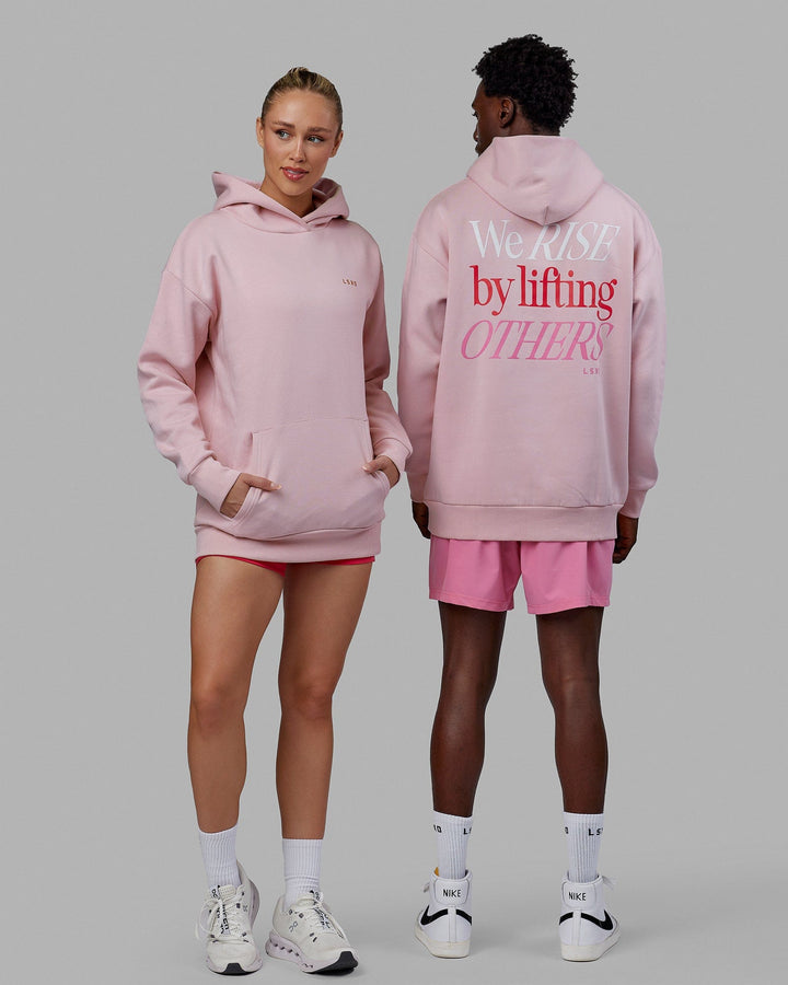 Duo wearing Unisex Lift-Up Hoodie Oversize - Marshmallow
