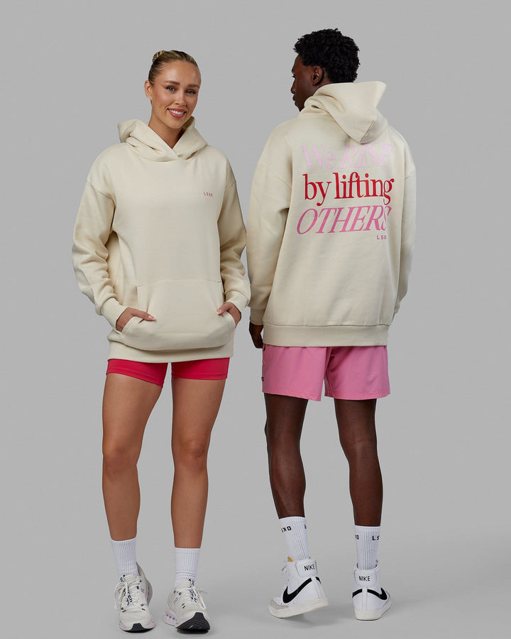 Duo wearing Unisex Lift-Up Hoodie Oversize - Warm White