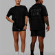 Duo wearing Unisex Lifting Club FLXCotton Tee Oversize - Black-Black