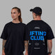Duo wearing Unisex Lifting Club FLXCotton Tee Oversize - Black-Power Cobalt