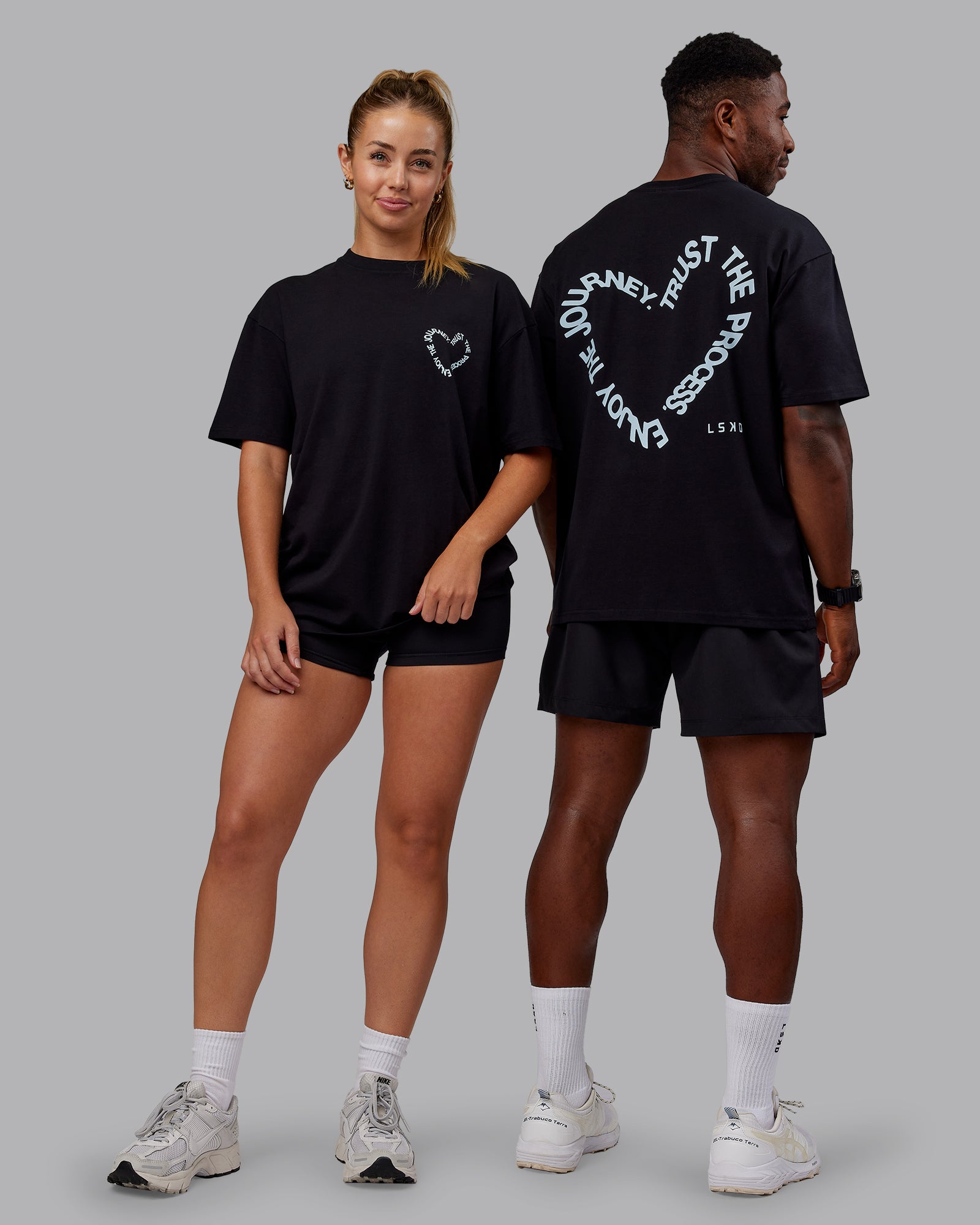 Duo wearing Love The Process FLXCotton Oversize Tee - Black-Skyride | Size:Duo | Model:Both