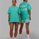 Duo wearing Unisex Love The Run FLXCotton Tee Oversize - Aquatic Awe-White