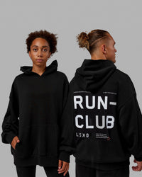 Duo wearing Unisex Love The Run Hoodie Oversize - Black-White