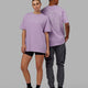 Duo wearing Unisex Mad Happy Heavyweight Tee Oversize - Pale Lilac