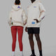 Duo wearing Unisex Patchwork Hoodie Oversize - Off White