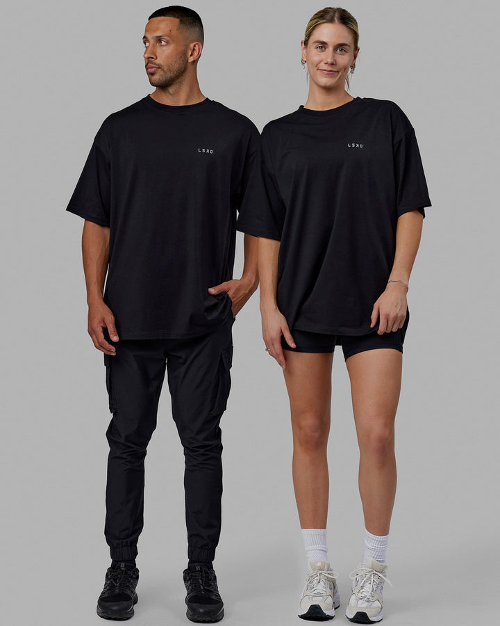 Duo wearing Unisex PimaFLX Tee Oversize - Black