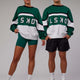 Duo wearing Unisex PrimeTime Sweater Oversize - Malachite-White