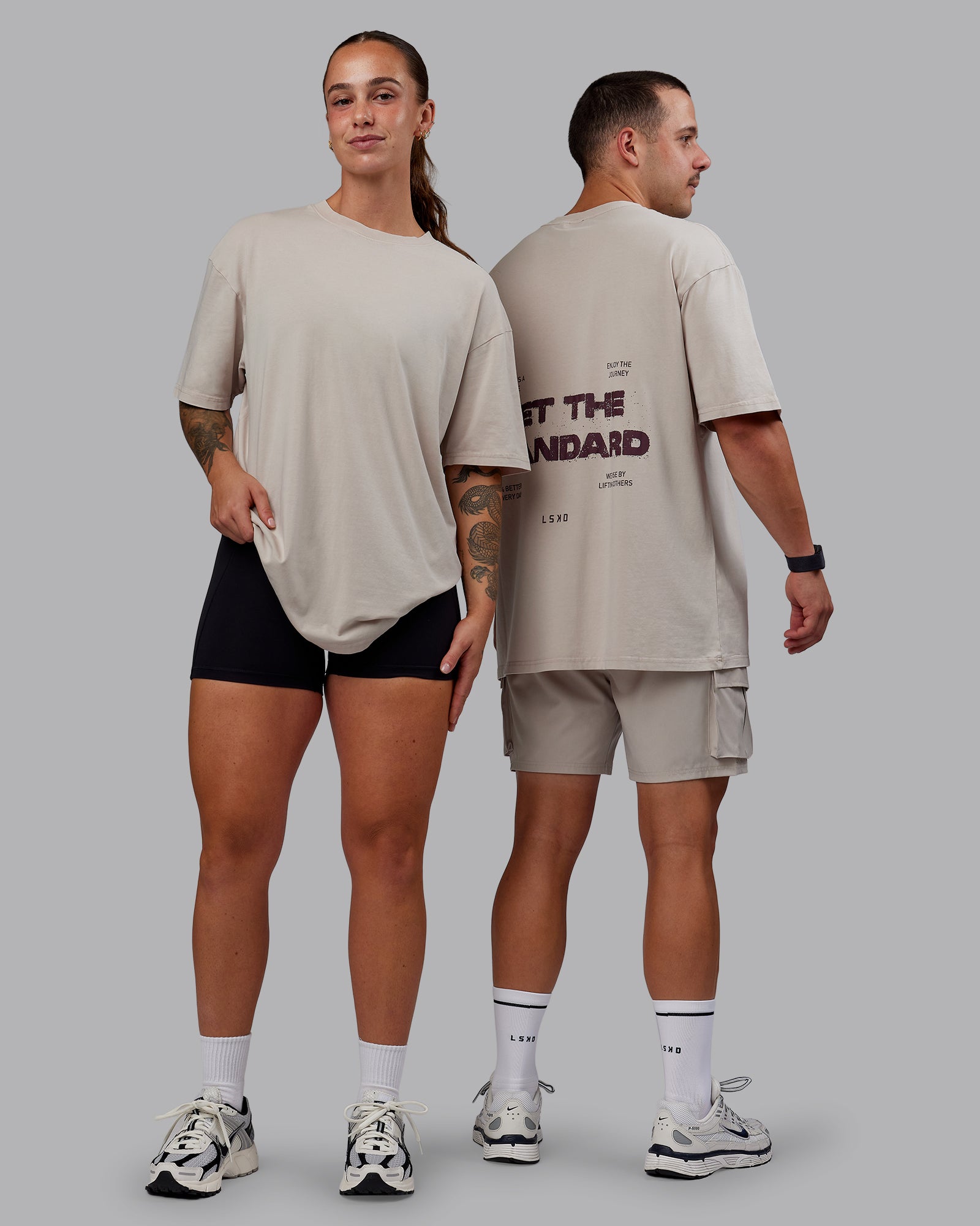 Set The Standard Washed FLXCotton Oversized Tee - Shale Beige – LSKD