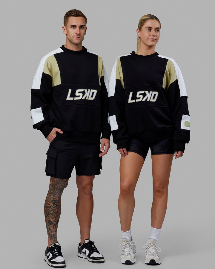 Duo wearing Unisex Slam Sweater Oversize - Black-Gold