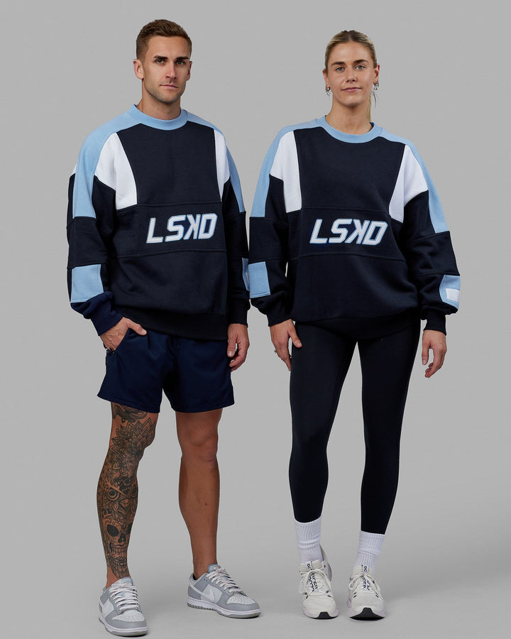 Duo wearing Unisex Slam Sweater Oversize - Navy-Blue