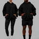 Duo wearing Unisex Stamped Hoodie Oversize - Black