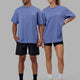 Duo wearing Unisex Taylor Tee Oversize - Cornflower Blue