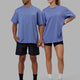 Duo wearing Unisex Taylor Tee Oversize - Cornflower Blue