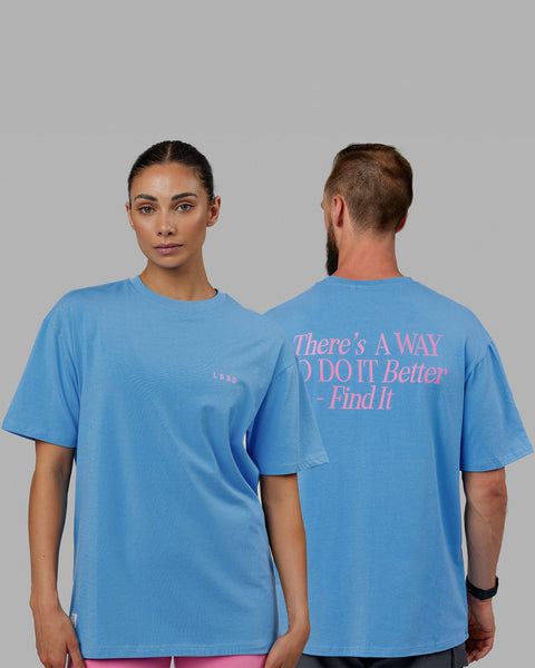 Unisex VS4 FLXCotton Tee Oversize - Azure Blue-Spark Pink