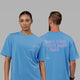 Duo wearing Unisex VS4 FLXCotton Tee Oversize - Azure Blue-Spark Pink