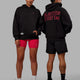 Duo wearing Unisex VS6 Hoodie Oversize - Black-Scarlet