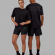 Duo wearing Unisex VS5 FLXCotton Tee Oversize - Black-Black