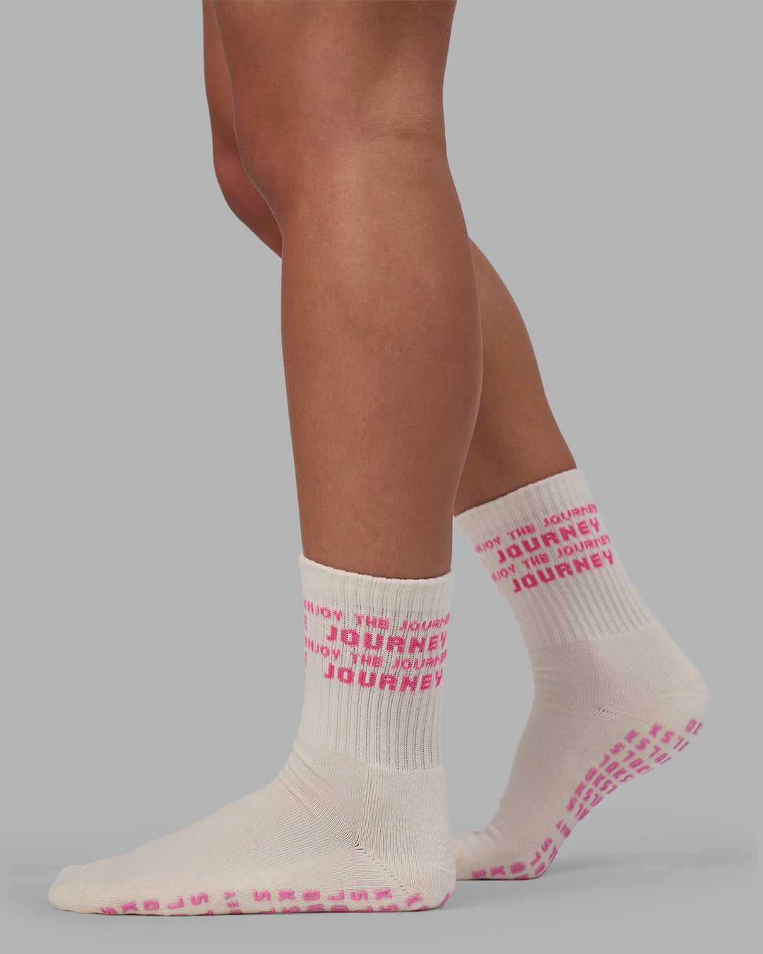 Enjoy the Journey Pilates Grip Socks - Off White-Ultra Pink