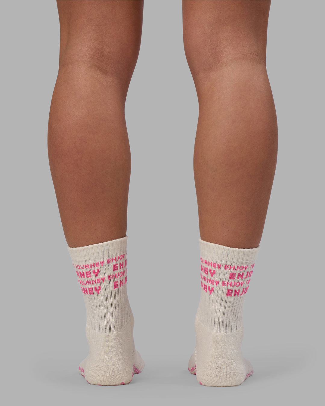 Enjoy the Journey Pilates Grip Socks - Off White-Ultra Pink
